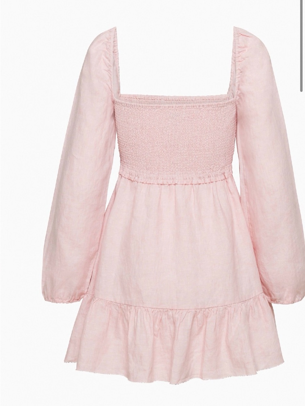 Aritzia Wilfred Organic linen smocked mini dress